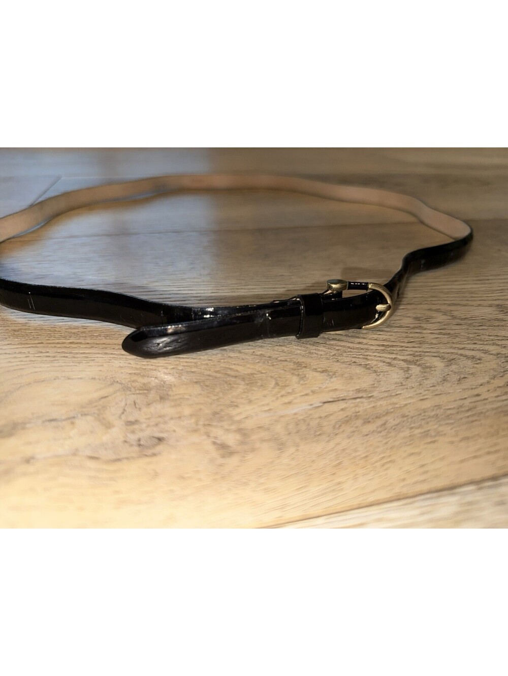 J.CREW Women's Black Patent Leather Skinny Belt , Size Large